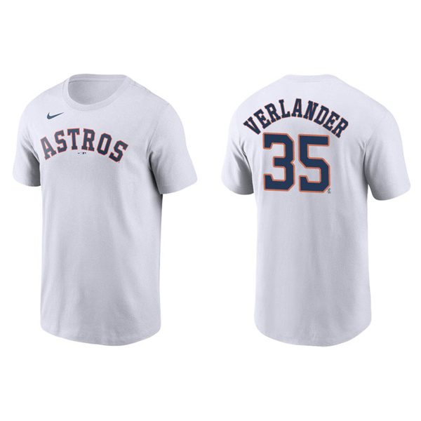 Men's Houston Astros Justin Verlander White Name & Number Nike T-Shirt