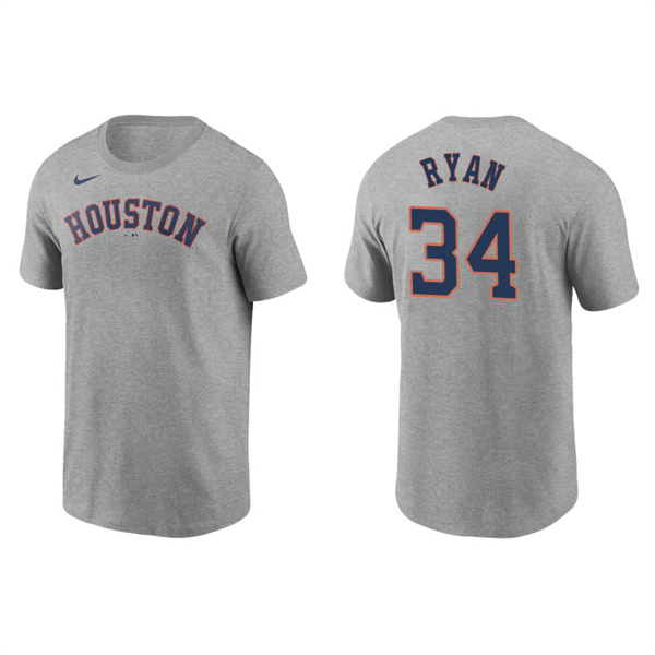 Men's Houston Astros Nolan Ryan Gray Name & Number Nike T-Shirt