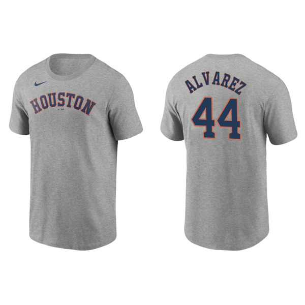 Men's Houston Astros Yordan Alvarez Gray Name & Number Nike T-Shirt