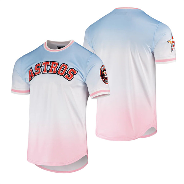 Men's Houston Astros Pro Standard Blue Pink Ombre T-Shirt