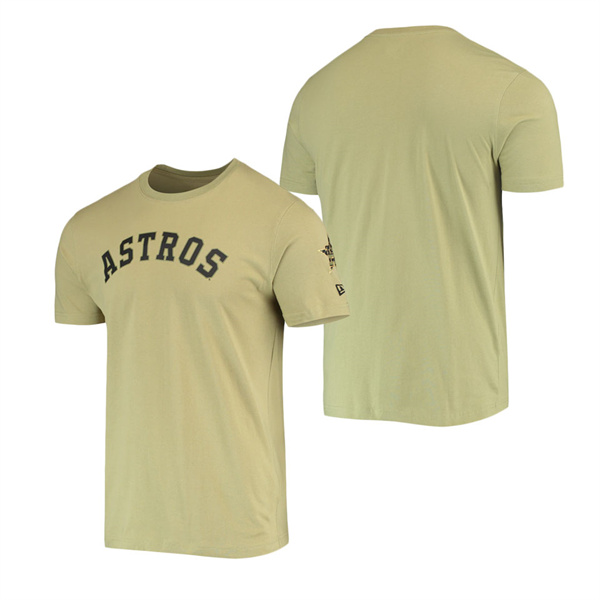 Men's Houston Astros New Era Olive Brushed Armed Forces T-Shirt