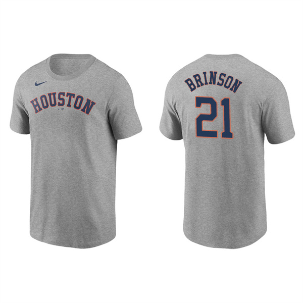 Men's Houston Astros Lewis Brinson Gray Name & Number Nike T-Shirt