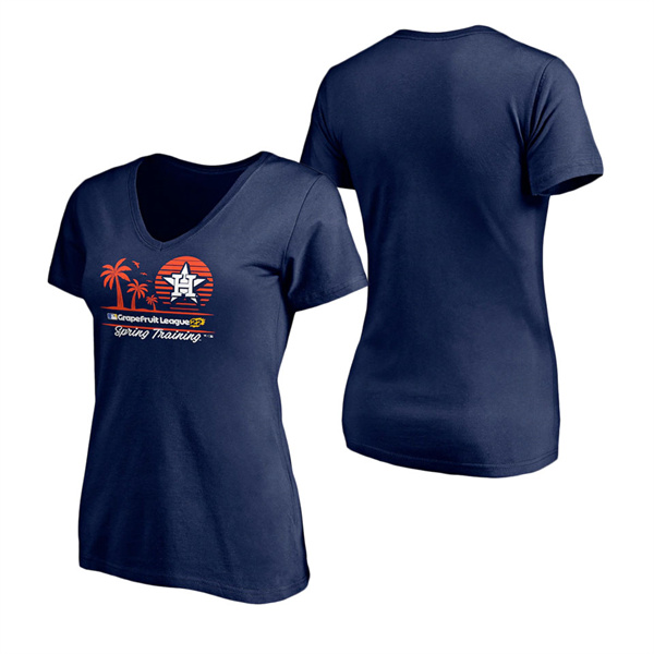 Women's Houston Astros Fanatics Branded Navy 2022 MLB Spring Training Grapefruit League Horizon Line V-Neck T-Shirt