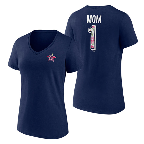 Women's Houston Astros Fanatics Branded Navy Team Mother's Day V-Neck T-Shirt
