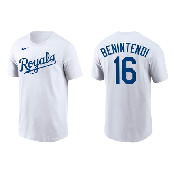 Andrew Benintendi Men's Kansas City Royals Nike White Team Wordmark T-Shirt