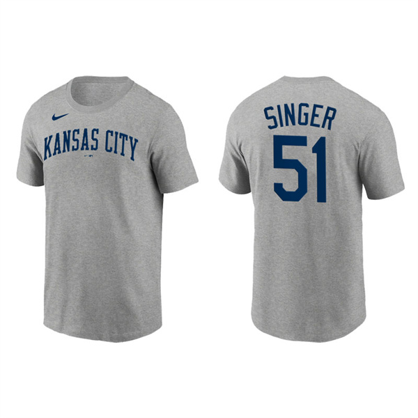Brady Singer Men's Kansas City Royals Nike Gray Team Wordmark T-Shirt
