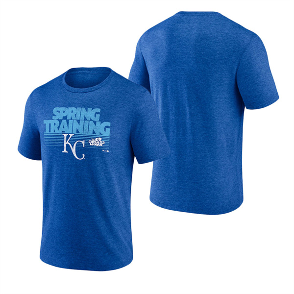 Men's Kansas City Royals Fanatics Branded Royal 2022 MLB Spring Training Cactus League Spring Fade Tri-Blend T-Shirt