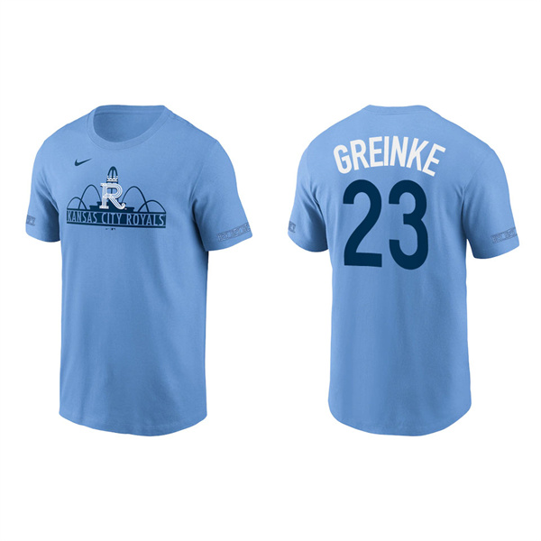 Men's Kansas City Royals Zack Greinke Light Blue 2022 City Connect T-Shirt