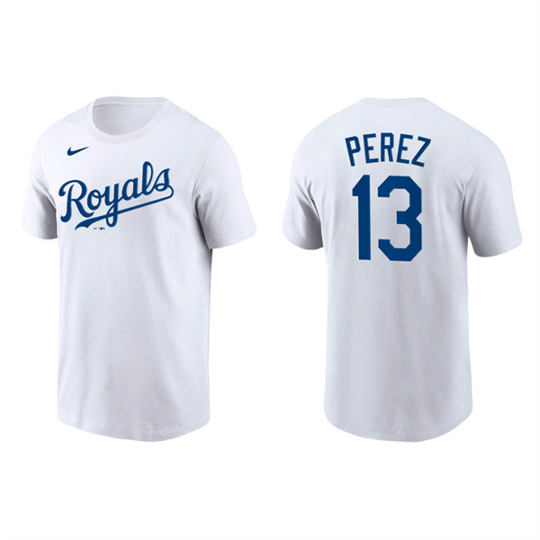 Salvador Perez Men's Kansas City Royals Nike White Team Wordmark T-Shirt