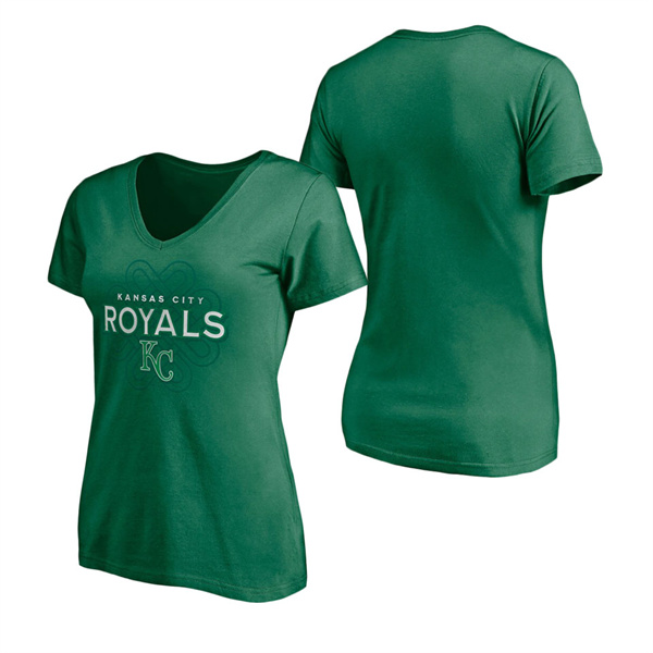 Women's Kansas City Royals Fanatics Branded Kelly Green St. Patrick's Day Team Celtic Knot V-Neck T-Shirt