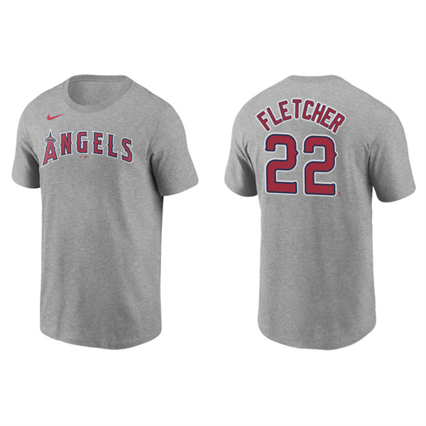 Men's Los Angeles Angels David Fletcher Gray Name & Number Nike T-Shirt
