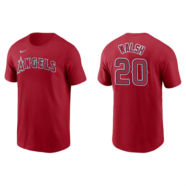 Men's Los Angeles Angels Jared Walsh Red Name & Number Nike T-Shirt