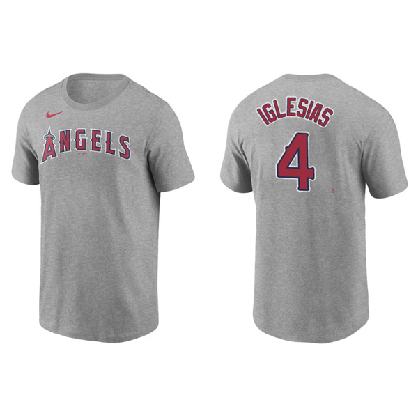 Men's Los Angeles Angels Jose Iglesias Gray Name & Number Nike T-Shirt