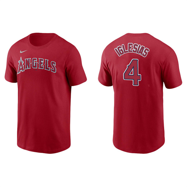 Men's Los Angeles Angels Jose Iglesias Red Name & Number Nike T-Shirt