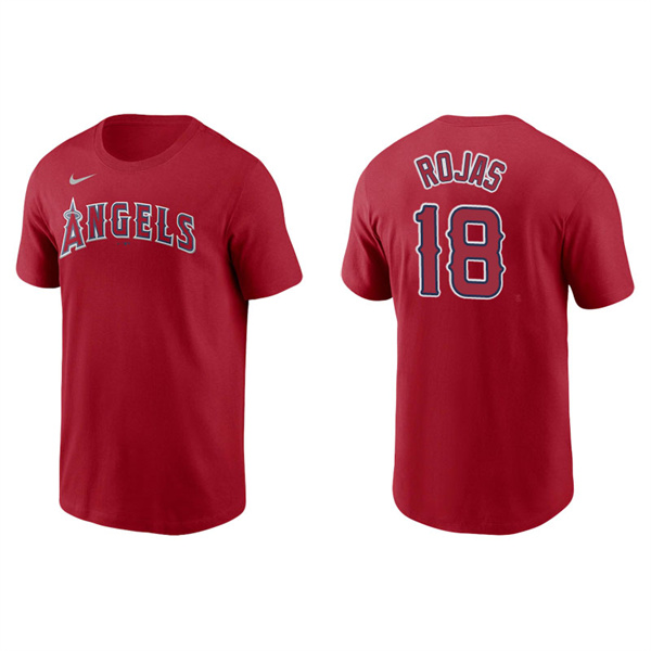 Men's Los Angeles Angels Jose Rojas Red Name & Number Nike T-Shirt