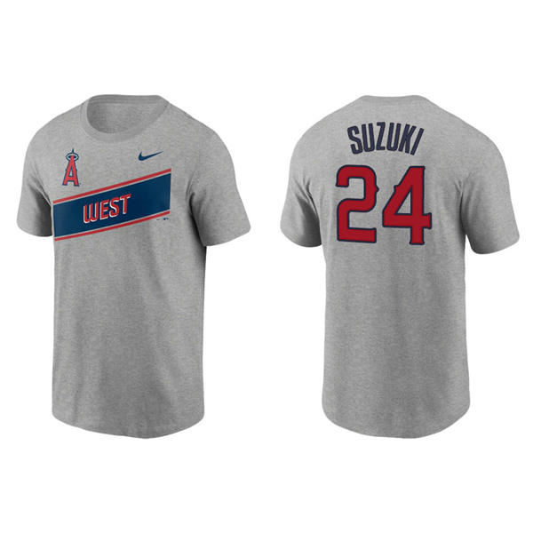 Men's Los Angeles Angels Kurt Suzuki Gray 2021 Little League Classic Wordmark T-Shirt