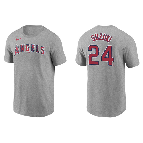 Men's Los Angeles Angels Kurt Suzuki Gray Name & Number Nike T-Shirt
