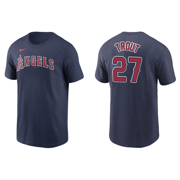 Men's Los Angeles Angels Mike Trout Navy Name & Number Nike T-Shirt