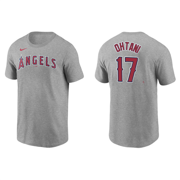 Men's Los Angeles Angels Shohei Ohtani Gray Name & Number Nike T-Shirt