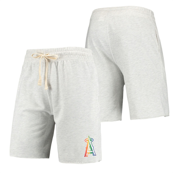 Los Angeles Angels Concepts Sport Oatmeal Mainstream Logo Terry Tri-Blend Shorts