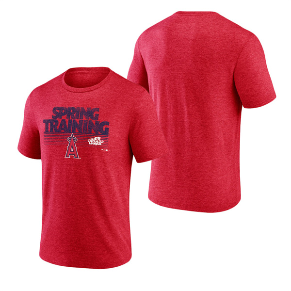 Men's Los Angeles Angels Fanatics Branded Red 2022 MLB Spring Training Cactus League Spring Fade Tri-Blend T-Shirt