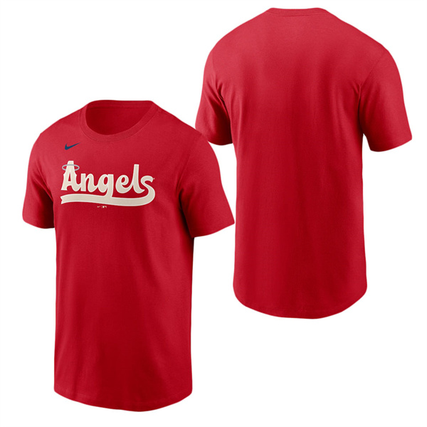 Men's Angels Red 2022 City Connect Wordmark T-Shirt