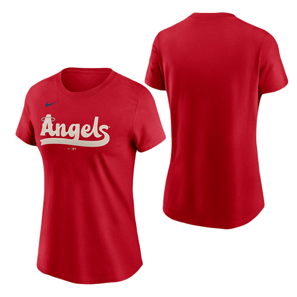 Women's Angels Red 2022 City Connect Wordmark T-Shirt