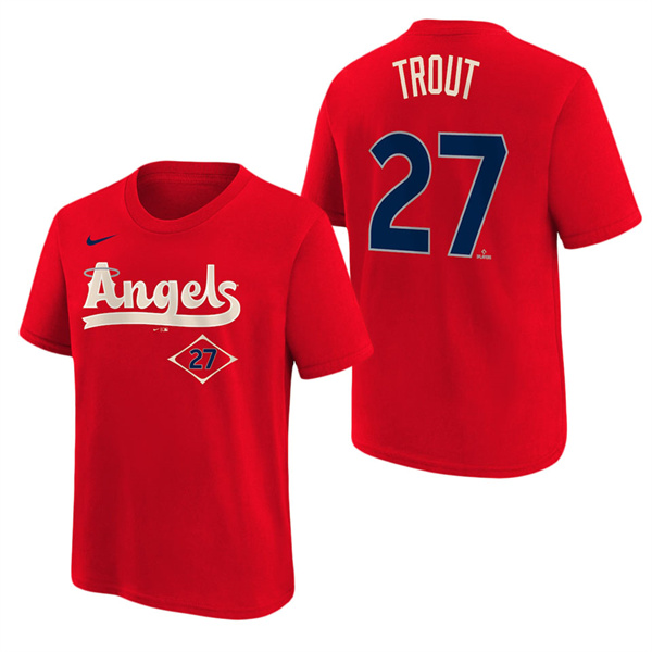 Youth Angels Mike Trout Red 2022 City Connect T-Shirt