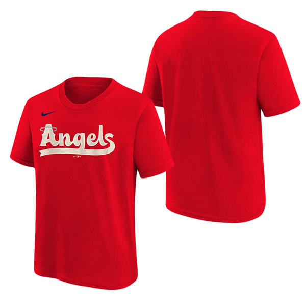Youth Angels Red 2022 City Connect Wordmark T-Shirt
