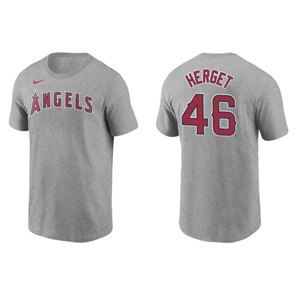 Men's Jimmy Herget Los Angeles Angels Gray Name & Number Nike T-Shirt