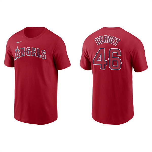 Men's Jimmy Herget Los Angeles Angels Red Name & Number Nike T-Shirt