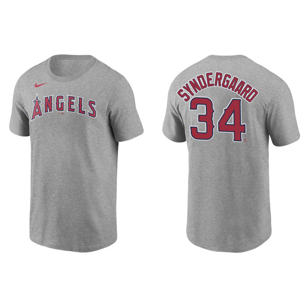 Men's Noah Syndergaard Los Angeles Angels Gray Name & Number Nike T-Shirt