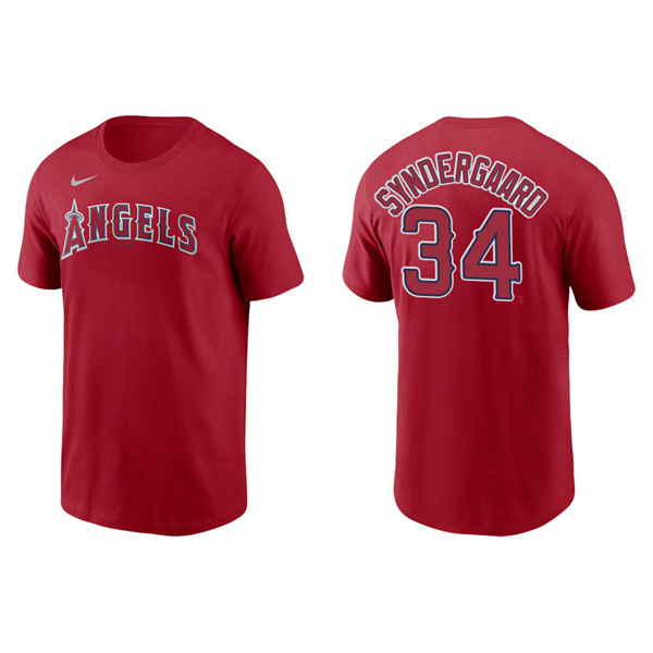 Men's Noah Syndergaard Los Angeles Angels Red Name & Number Nike T-Shirt