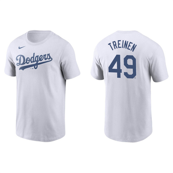 Men's Los Angeles Dodgers Blake Treinen White Name & Number Nike T-Shirt