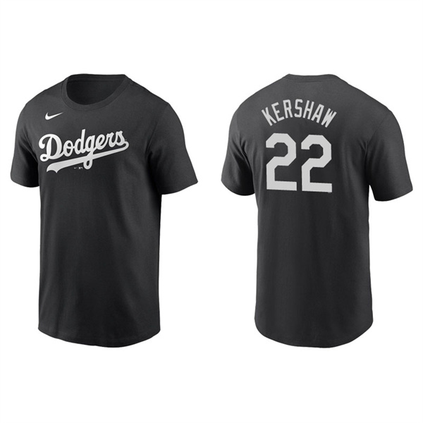 Men's Los Angeles Dodgers Clayton Kershaw Black Name & Number Nike T-Shirt