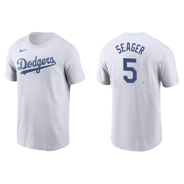 Men's Los Angeles Dodgers Corey Seager White Name & Number Nike T-Shirt
