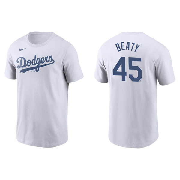 Men's Los Angeles Dodgers Matt Beaty White Name & Number Nike T-Shirt