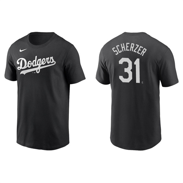 Men's Los Angeles Dodgers Max Scherzer Black Name & Number Nike T-Shirt