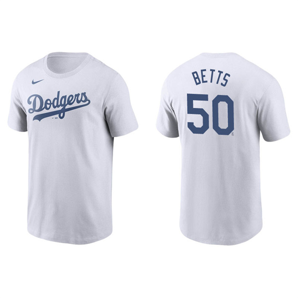 Men's Los Angeles Dodgers Mookie Betts White Name & Number Nike T-Shirt