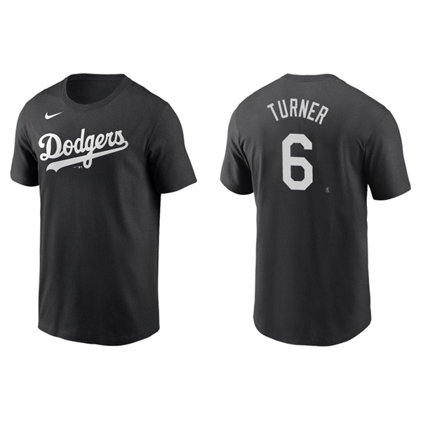 Men's Los Angeles Dodgers Trea Turner Black Name & Number Nike T-Shirt