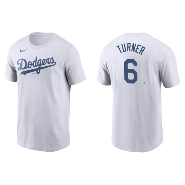 Men's Los Angeles Dodgers Trea Turner White Name & Number Nike T-Shirt