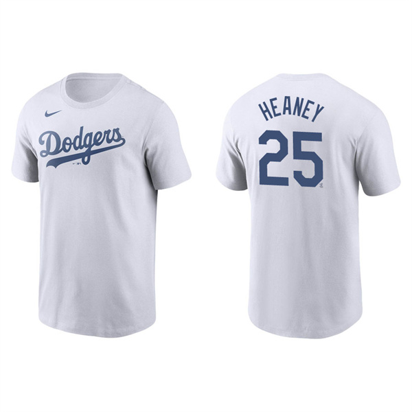 Men's Andrew Heaney Los Angeles Dodgers White Name & Number Nike T-Shirt