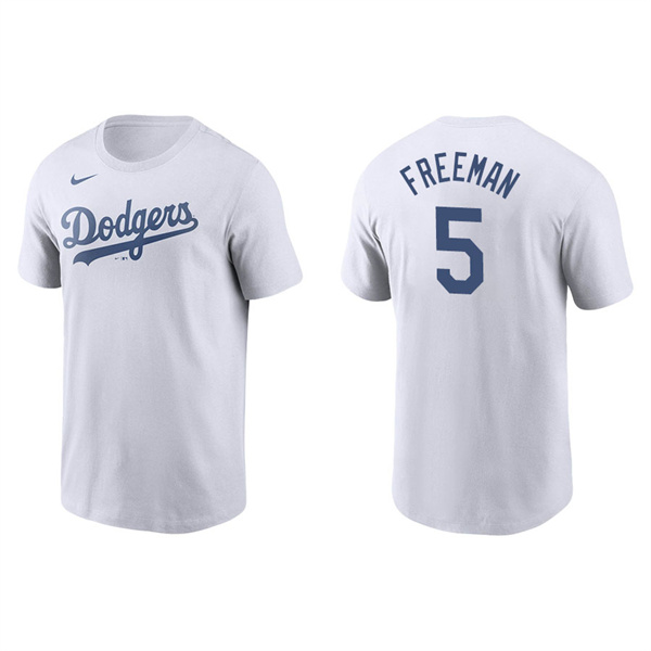 Men's Los Angeles Dodgers Freddie Freeman White Name & Number Nike T-Shirt