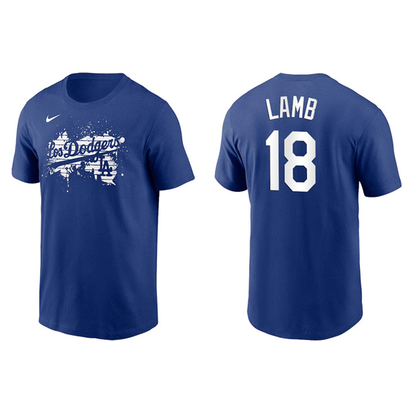 Men's Los Angeles Dodgers Jake Lamb Royal 2021 City Connect Graphic T-Shirt