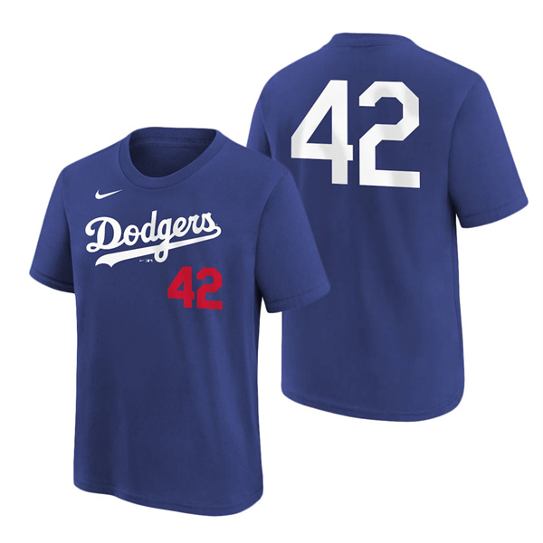 Youth Los Angeles Dodgers Nike Royal Team Jackie Robinson Day 42 T-Shirt