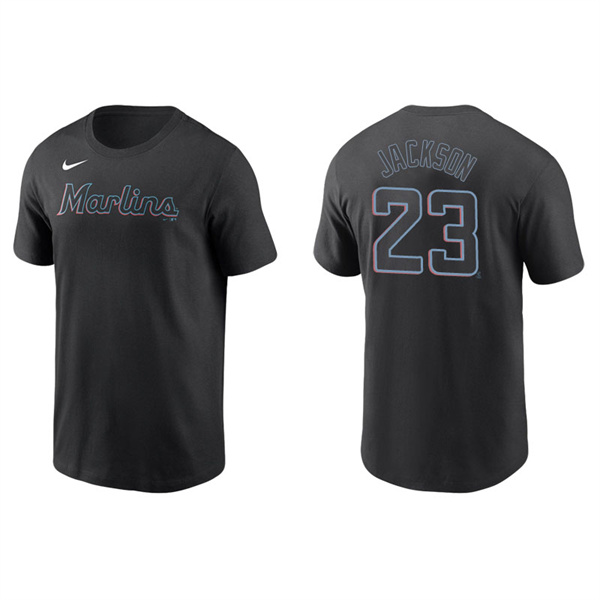 Men's Miami Marlins Alex Jackson Black Name & Number Nike T-Shirt
