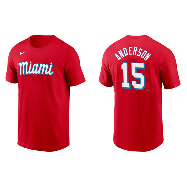 Men's Miami Marlins Brian Anderson Red 2021 City Connect Wordmark T-Shirt