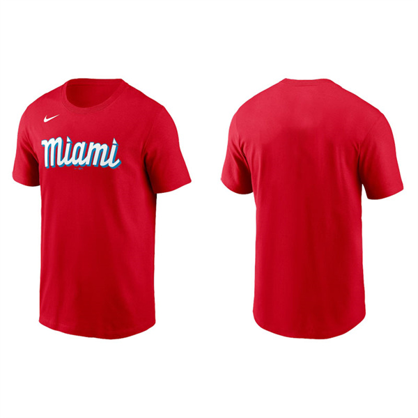 Men's Miami Marlins Red 2021 City Connect Wordmark T-Shirt