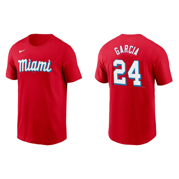 Men's Avisail Garcia Miami Marlins Red 2021 City Connect Wordmark T-Shirt