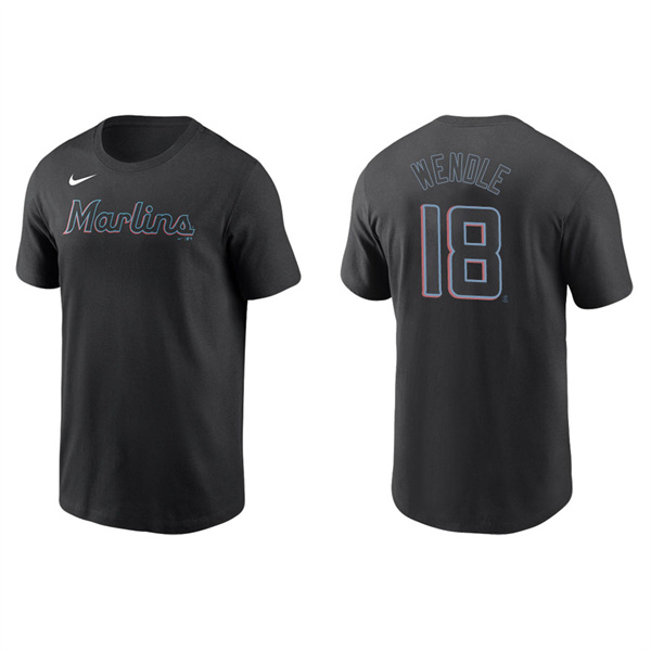 Men's Joey Wendle Miami Marlins Black Name & Number Nike T-Shirt